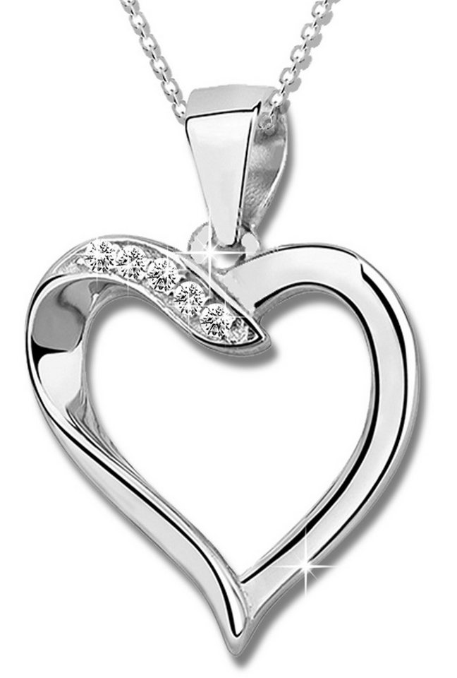 Limana Herzkette echt 925 Sterling Silber Kette mit Herz Anhänger, Zirkonia Liebe Geschenk Idee von Limana