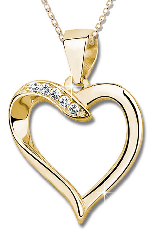 Limana Herzkette echt 925 Sterling Silber Kette mit Herz Anhänger gold goldene, Liebe Geschenk Idee für Frauen Damen Freundin Liebesgeschenk von Limana