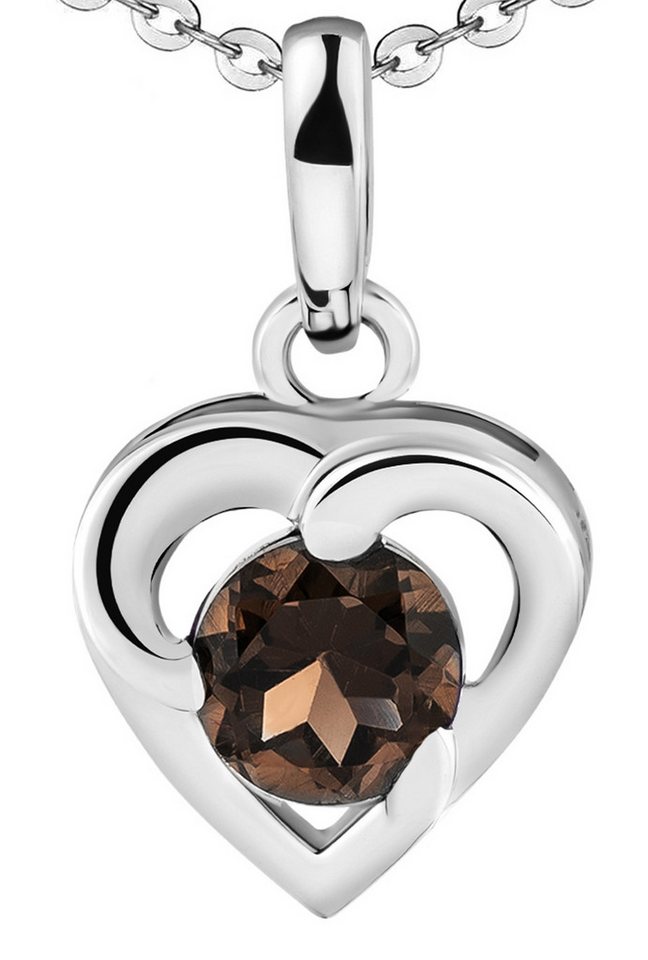 Limana Herzkette echter Edelstein Rauchquarz 925 Silber Kette mit Herz Frauenkette (inkl. Herz Geschenkdose und Tasche), Liebesgeschenk Liebe Geschenk Set für Frauen Damen Freundin Mutter Oma von Limana