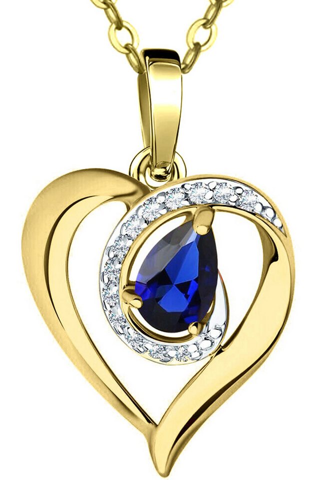 Limana Herzkette echter Kyanit 925 Silber gold Herz Kette Anhänger Damen Schmuck (Weihnachtsgeschenk Hochzeitstag Muttertag Sie Partnerin, mit Schmuckdose- und Tasche Edelstein Jahrestag Geburtstag Liebe), Geschenk für Ehefrau Frauen Frau Freundin Valentinstag Weihnachten von Limana