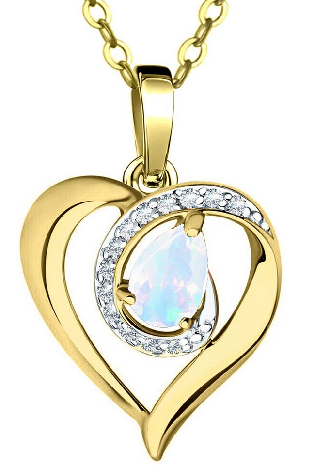 Limana Herzkette echter Mondstein 925 Silber Frauenkette Goldkette vergoldet 45-50cm (mit Geschenkdose und Tasche Frauenkette Kette Herz Anhänger Edelstein), Liebesgeschenk Liebe Geschenk für Sie Frauen Damen Freundin Mutter Oma von Limana