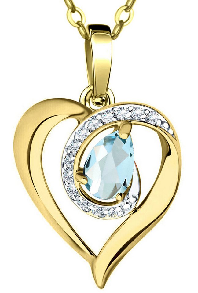 Limana Herzkette echter blauer Topas 925 Silber Damen Goldkette vergoldet Frauenkette (mit Tasche und Dose Kette Herz Anhänger Weihnachtsgeschenk Geschenk), Liebesgeschenk Liebe für Sie Frauen Freundin Mutter Oma von Limana
