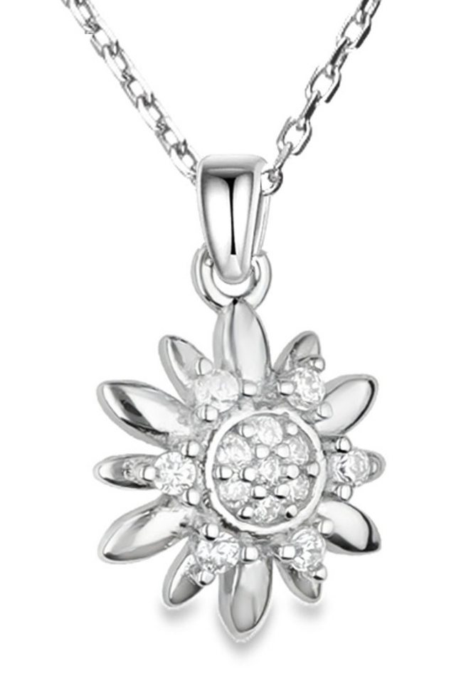 Limana Kette mit Anhänger Blumen 925 Sterling Silber Halskette 45cm + 5cm Blumenkette (inkl. Schmuckbox), Silberkette Geschenk für Sie Frauen Damen Freundin Mutter Ehefrau von Limana