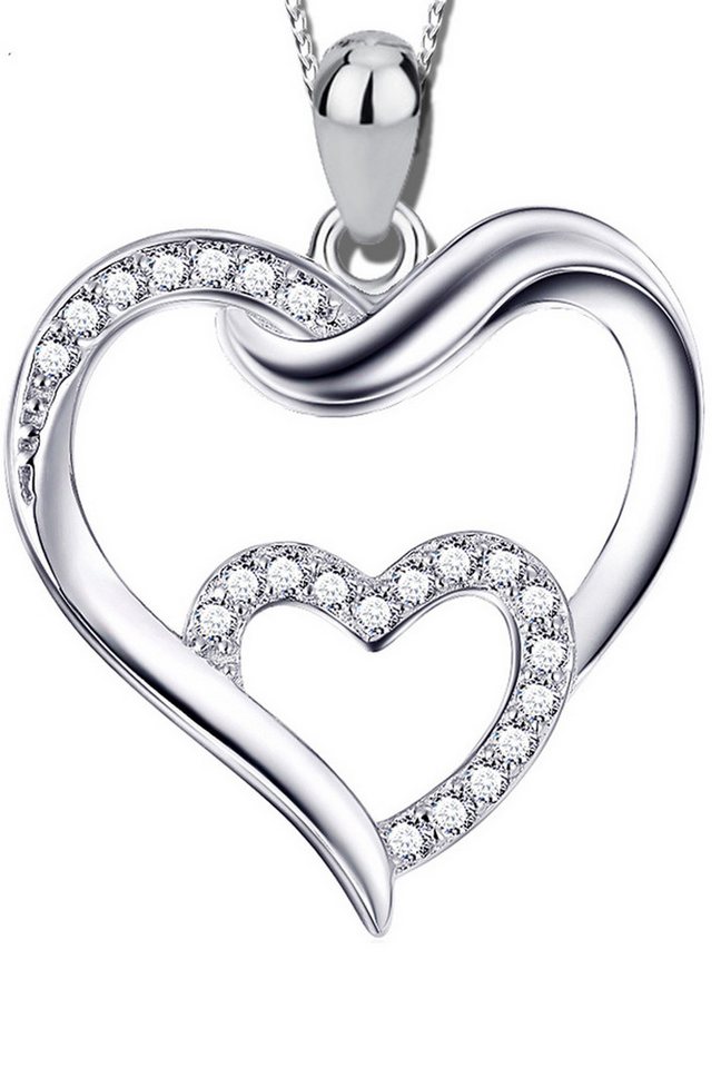 Limana Kette mit Anhänger Damen Herzkette 925 Sterling Silber Herz Silberkette (inkl. Herz Geschenkdose), Herzanhänger Liebesgeschenk Liebe Geschenk Idee Echtschmuck von Limana