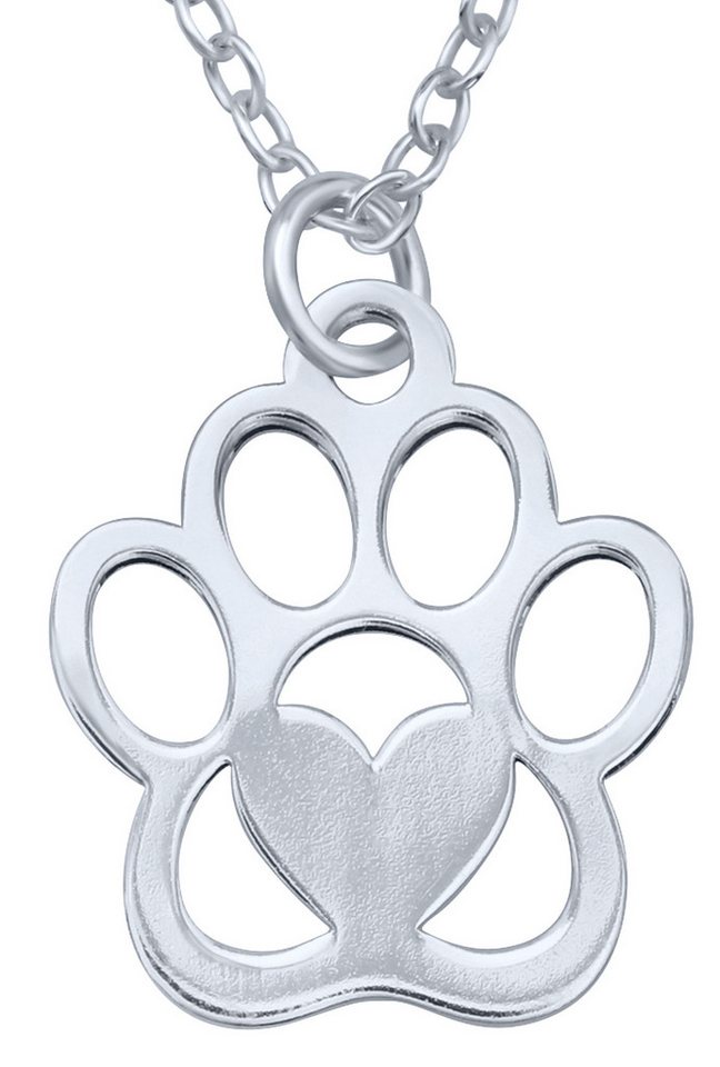 Limana Kette mit Anhänger 925 Sterling Silber Pfote Herz 45cm Silberkette Halskette (inkl. Herz Gravur Dose), Hundepfote Katzenpfote Geschenk für Frauen Damen Freundin von Limana