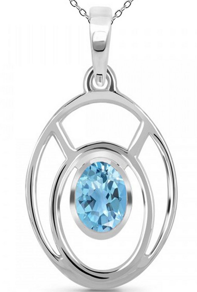 Limana Kette mit Anhänger echter blauer Topas Edelstein 925 Silber Halskette Silberkette (inkl. Geschenkdose mit Herz), Schmuck Geschenk für Frauen Damen Ehefrau Freundin Mutter von Limana