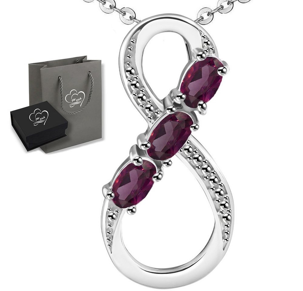 Limana Kette mit Anhänger Edelstein Rhodolith 925 Silber Unendlichkeitszeichen Liebe (inkl. Herz Geschenkdose und Tasche), Liebe Geschenk Idee Liebesgeschenk Damenkette Frauenkette von Limana