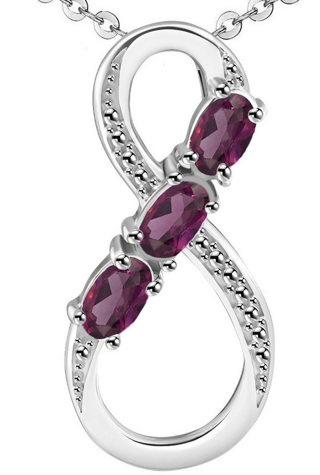 Limana Kette mit Anhänger echter Edelstein Rhodolith 925 Silber Damenkette Frauenkette (inkl. Herz Geschenkdose und Tasche), Liebesgeschenk Liebe Set Geschenk für Frauen Damen Freundin Mutter Oma von Limana