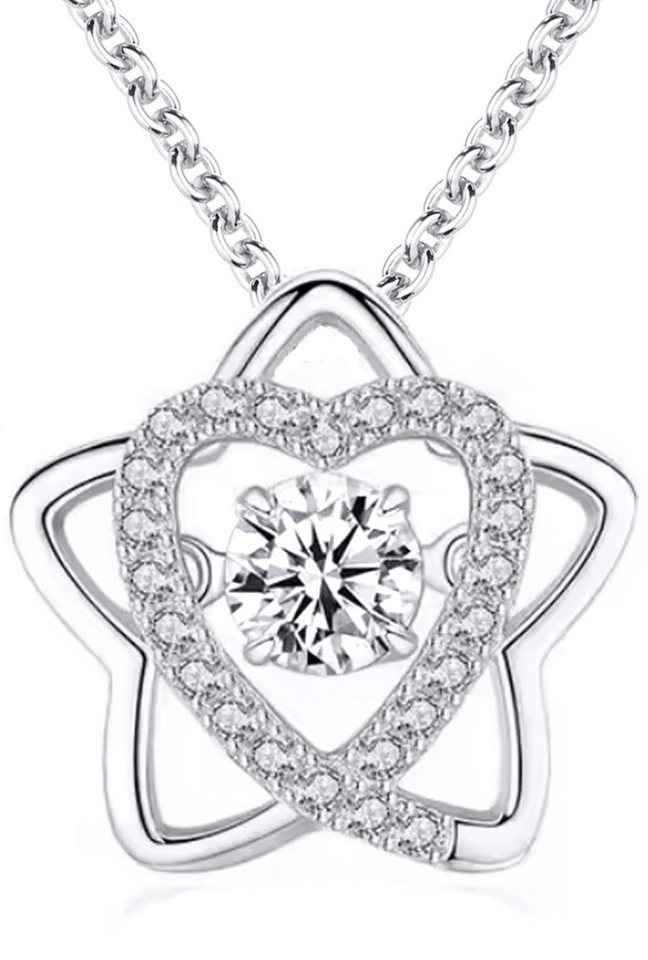 Limana Kette mit Anhänger Herz Stern Herzkette 925 Silber Damen Frauen Halskette Geschenk (inkl. Tasche und Dose Weihnachtsgeschenk Ehefrau Mama Mutter Freundin), Schmuck Liebesgeschenk Liebe für Sie Ehefrau Oma von Limana