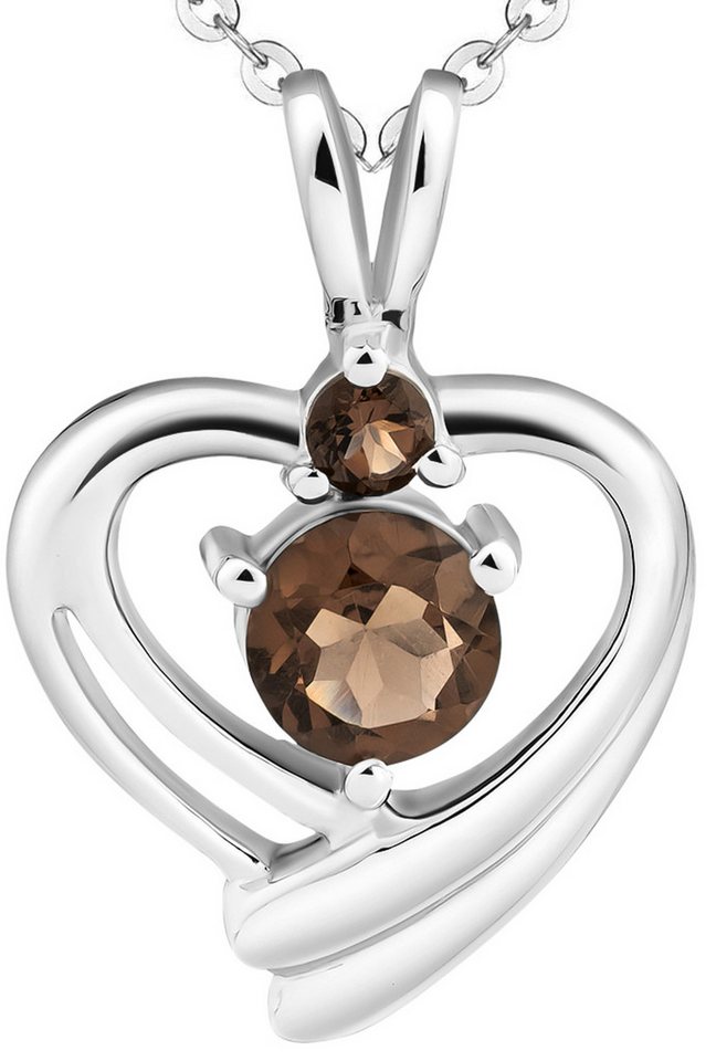 Limana Kette mit Anhänger Herz echter Edelstein Rauchquarz 925 Silber Damen Herz Halskette (inkl. Herz Geschenkdose und Tasche), Schmuck Liebesgeschenk Liebe Geschenk für Frauen Freundin Mutter Oma von Limana