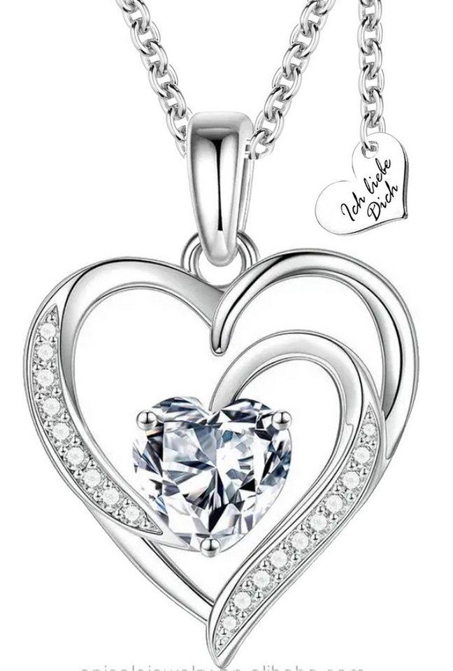 Limana Kette mit Anhänger Herzkette 925 Silber Kette Herz Silberkette Damen Frauen Freundin (mit Tasche u. Dose, Geschenk Ehefrau Weihnachten Weihnachtsgeschenk), Liebesgeschenk Liebe Set für Sie Mutter Frauenkette Damenkette von Limana