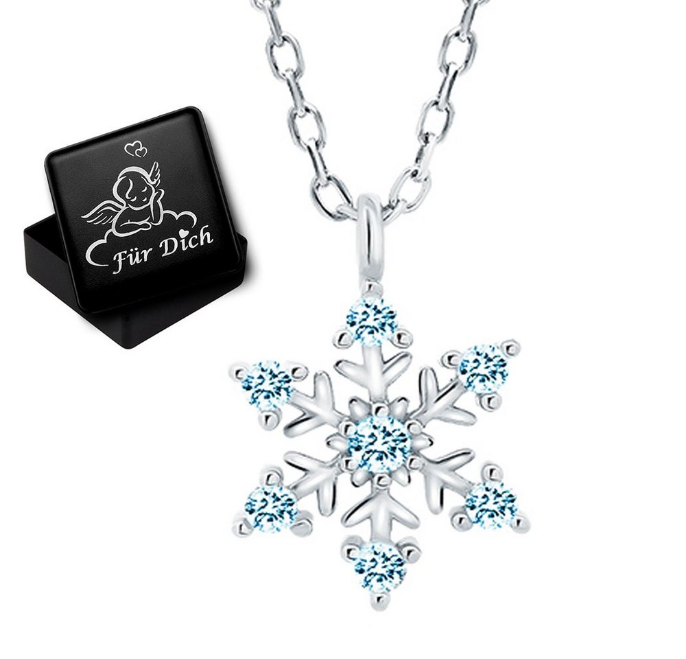 Limana Kette mit Anhänger Kinder Mädchen Damen 925 echt Sterling Silber Stern Schneeflocke, Zirkonia Geschenk Idee Nikolaus Weihnachten von Limana