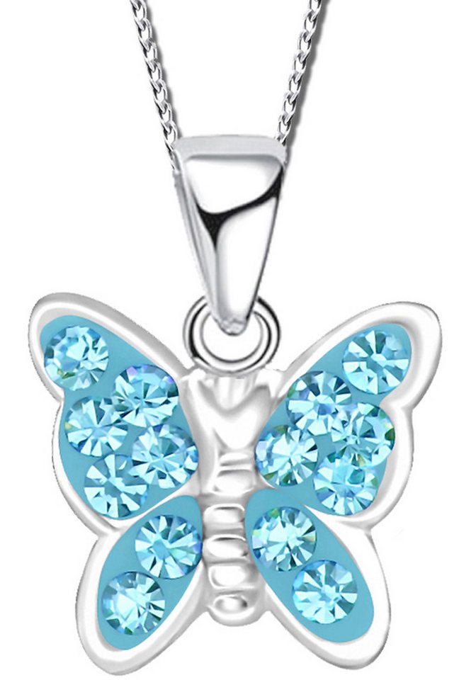 Limana Kette mit Anhänger echt 925 Silber Schmetterling Kinderkette Damenkette Kinderschmuck, Silberkette mit Zirkonia Silberschmuck von Limana