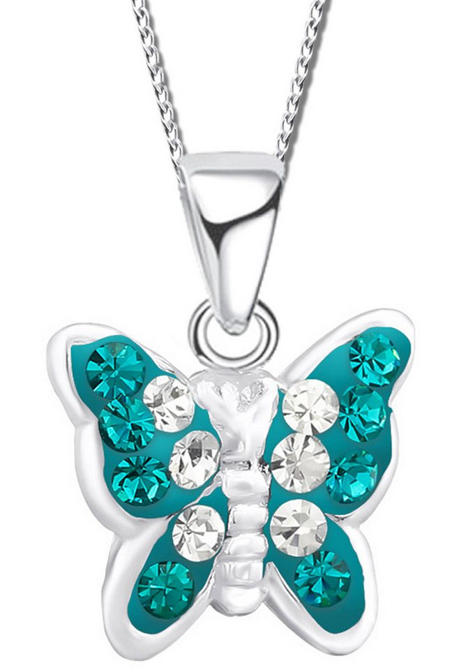 Limana Kette mit Anhänger echt 925 Silber Schmetterling Kinderkette Damenkette Kinderschmuck, Silberkette mit Zirkonia Silberschmuck von Limana