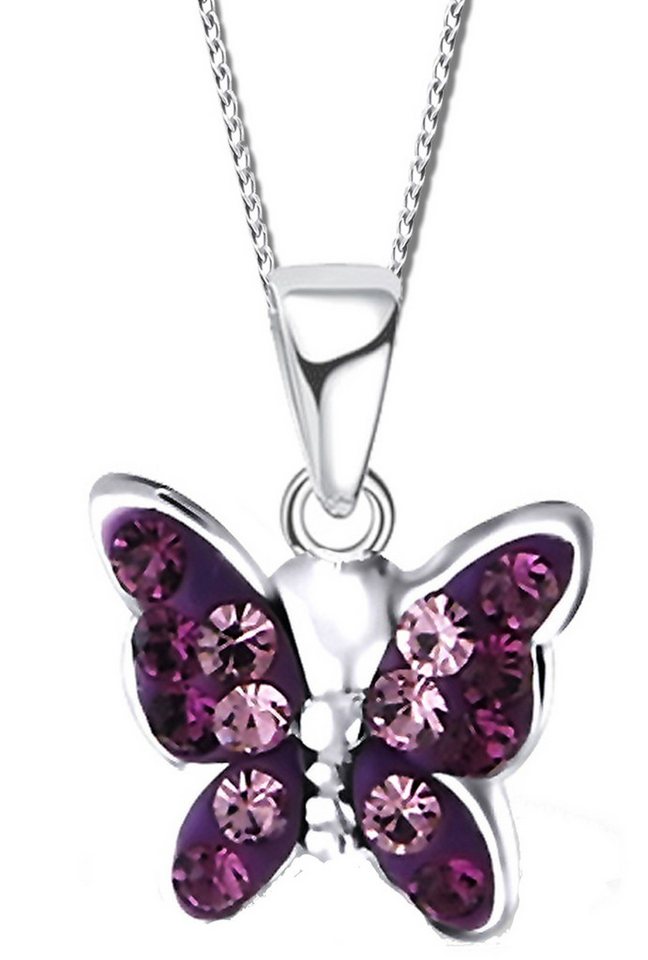Limana Kette mit Anhänger echt 925 Silber Schmetterling Kinderkette Damenkette Kinderschmuck, Silberkette mit Zirkonia Silberschmuck von Limana