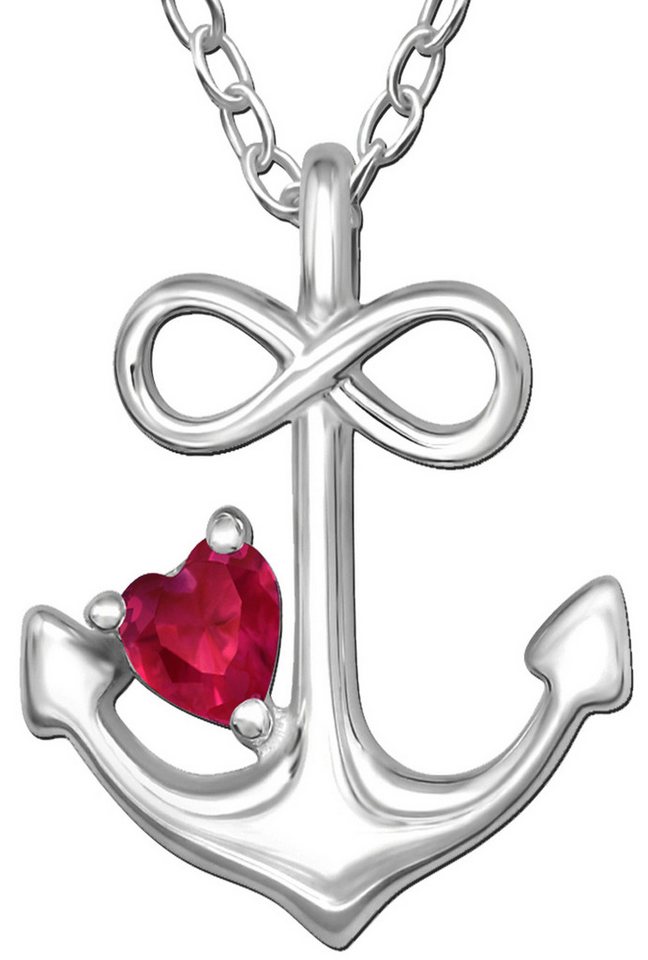 Limana Kette mit Anhänger echt 925 Sterling Silber Anker Herz Unendlichkeit, rot Glücksbringer Geschenkidee Liebe von Limana