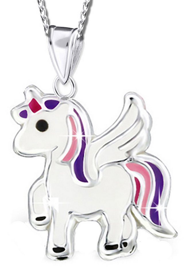 Limana Kette mit Anhänger echt 925 Silber Einhorn Pferde Kinderkette Kinderschmuck, Einhornkette Geschenkidee 40cm + 5cm lang von Limana