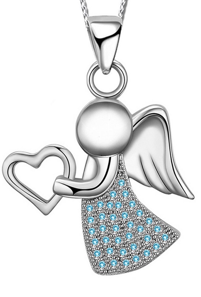 Limana Kette mit Anhänger Mädchen Kinder 925 Silber Schutz-Engel Halskette Damen Frauen (Schmuck inkl. Geschenkdose), Geschenk Idee Freundin Ehefrau Herz Liebe Halskette Herzkette von Limana