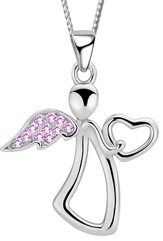 Limana Kette mit Anhänger Kinder Mädchen 925 Silber rosa Engelkette Schutzengel Halskette (inkl. Geschenk-Dose), Kinderkette Kinderschmuck Geschenk Idee von Limana