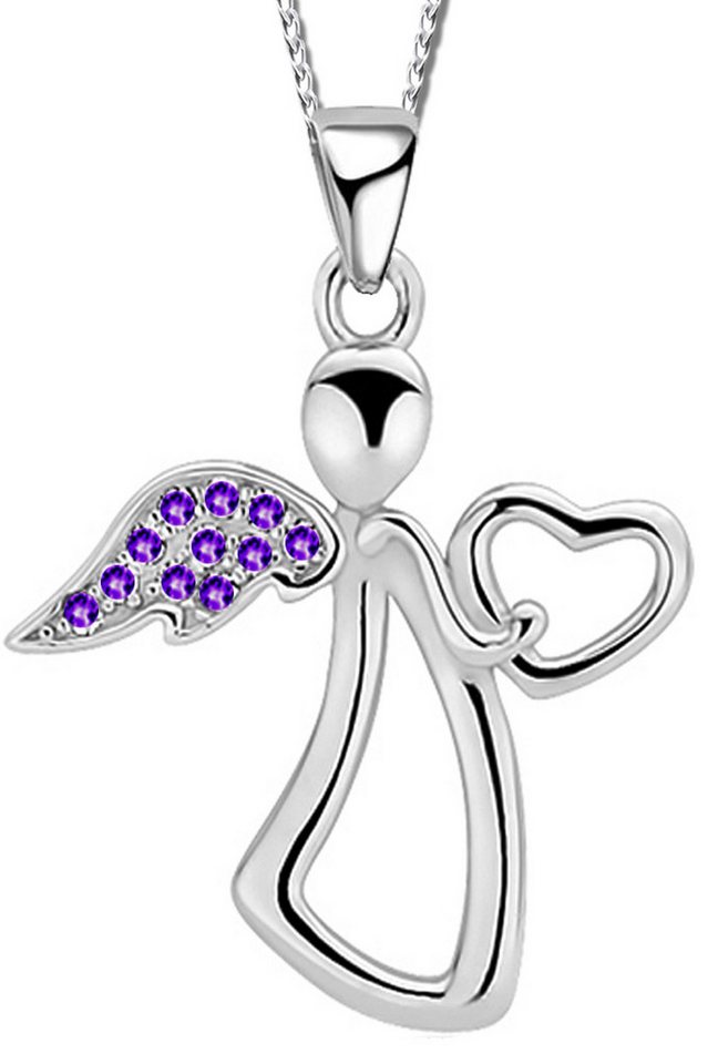 Limana Kette mit Anhänger Kinder Mädchen 925 Silber rosa Engelkette Schutzengel Halskette (inkl. Geschenk-Dose), Kinderkette Kinderschmuck Geschenk Idee von Limana