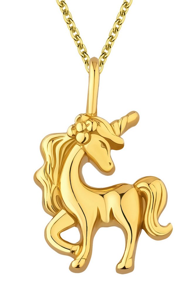 Limana Kette mit Anhänger 925 Sterling Silber Gold 36cm-39cm Pferde Einhorn Kinderkette (inkl. Geschenkdose), Geschenk für Kinder Mädchen Kinderschmuck von Limana