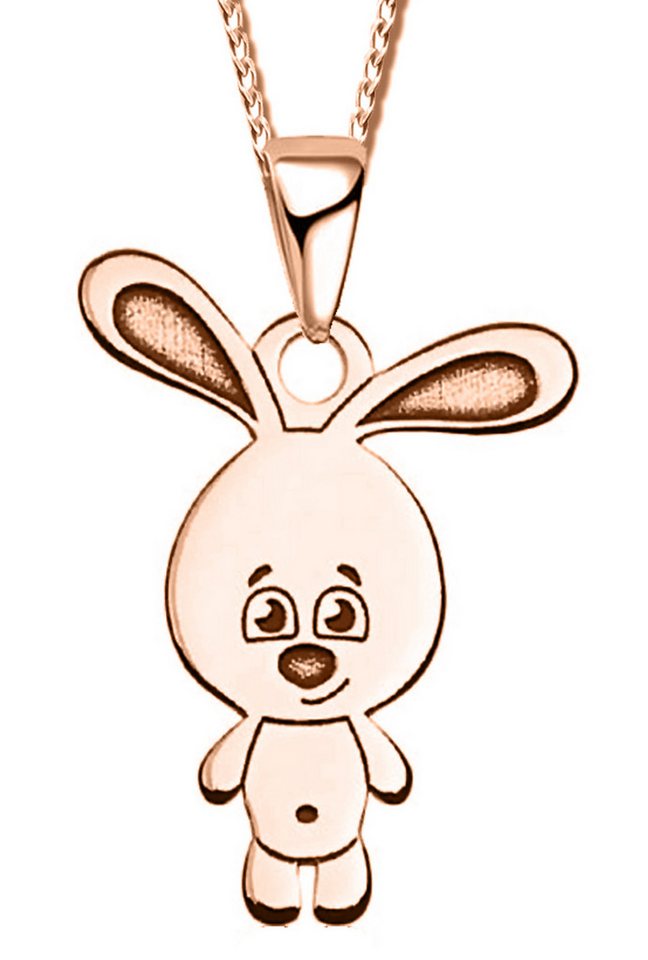 Limana Kette mit Anhänger echt 925 Sterling Silber Hase Mädchen Kinder Kinderkette, Kinderschmuck Mädchen Junge rosegold gold rotgold von Limana