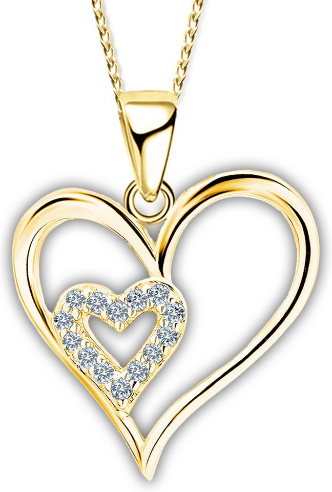 Limana Kette mit Anhänger 925 Sterling Silber Herzkette Liebe Gold Rosegold Rotgold, Herz Geschenk für Frauen Damen Freundin Ehefrau Liebesgeschenk von Limana