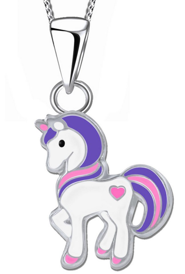 Limana Kette mit Anhänger echt 925 Silber Pferd Einhorn Kinderkette Kinderschmuck 40-45cm, kleine Einhornkette Geschenkidee Geschenk von Limana