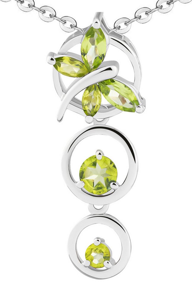Limana Kette mit Anhänger echte Edelsteine grüner Peridot 925 Silber Schmetterling Halskette (Schmuck inkl. Herz Geschenkdose und Tasche), Geschenkset Idee Geschenk für Frauen Damen Freundin Mutter Oma Tante von Limana