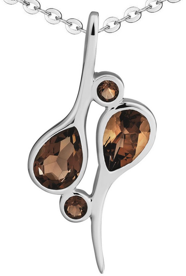 Limana Kette mit Anhänger echter Edelstein Rauchquarz 925 Silber Halskette Damen Frauen (inkl. Herz Geschenkdose und Tasche), Schmuck Silberkette Idee Geschenk für Freundin Mutter Oma Tante von Limana