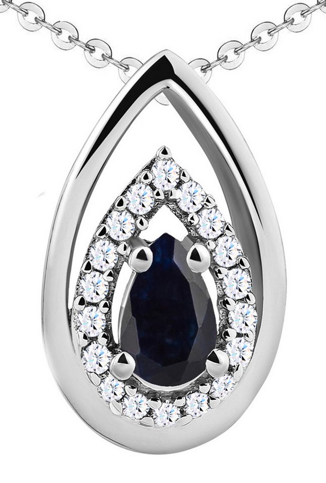 Limana Kette mit Anhänger echter Saphir blau 925 Silber Edelstein Halskette Damen Frauen (inkl. Herz Geschenkdose und Tasche), Schmuck Idee Geschenk für Sie Freundin Mutter Oma von Limana