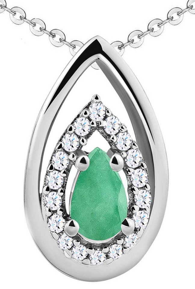 Limana Kette mit Anhänger echter Edelstein Smaragd 925 Silber Halskette Anhänger Schmuck Damen (Weihnachtsgeschenk Hochzeitstag Muttertag Sie Partnerin, mit Herz Schmuckdose- und Tasche Edelstein Jahrestag Geburtstag Liebe), Geschenk für Ehefrau Frauen Frau Freundin Valentinstag Weihnachten von Limana