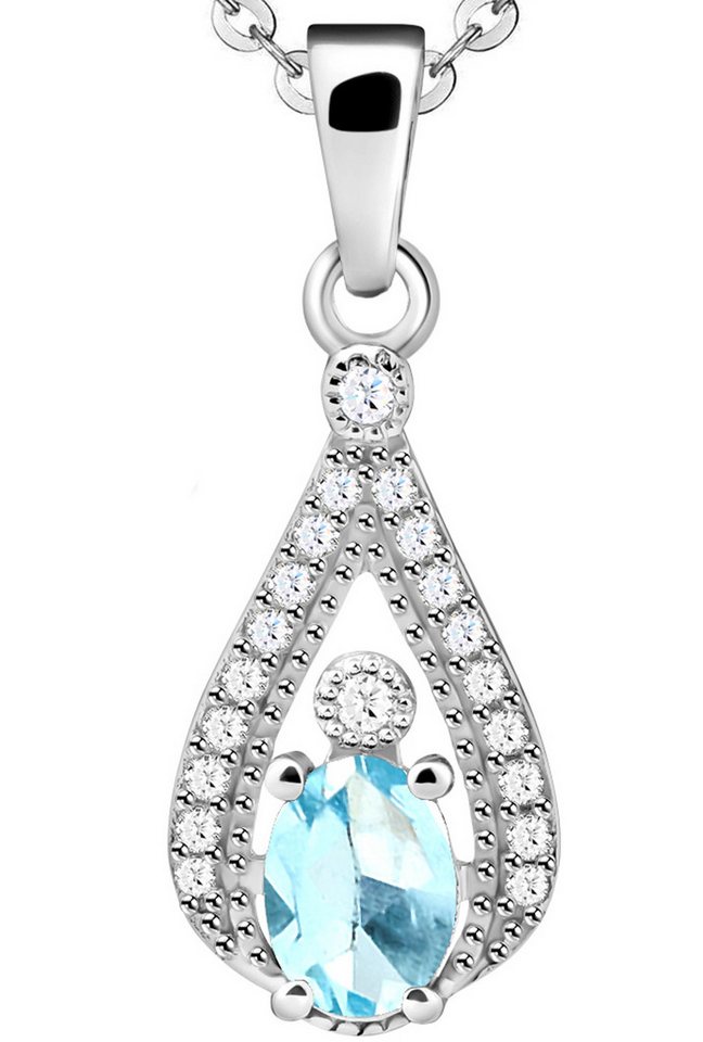 Limana Kette mit Anhänger echter Blau-Topas 925 Silber Damenkette Frauenkette Edelstein Schmuck (inkl. Herz Geschenkdose und Tasche Halskette), Weihnachtsgeschenk Geschenk für Sie Frauen Damen Freundin Mutter Oma von Limana