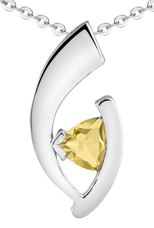 Limana Kette mit Anhänger echter Edelstein lemon Topas 925 Silber 50cm Frauenkette Silberkette (inkl. Herz Geschenkdose und Tasche), Geschenkset Idee Geschenk für Frauen Damen Freundin Mutter Oma Tante von Limana