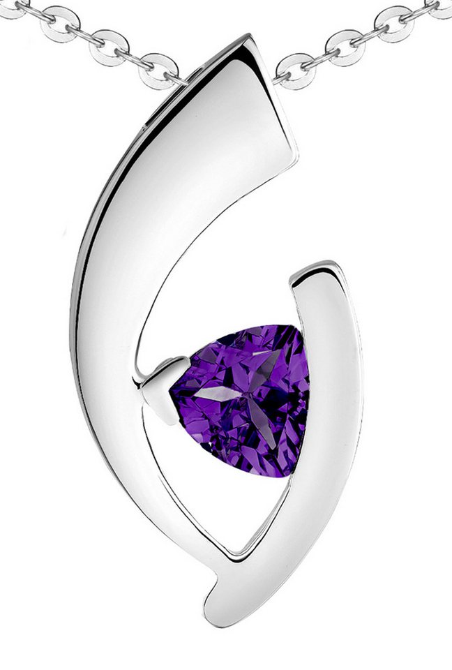 Limana Kette mit Anhänger echter Edelstein lila Amethyst 925 Silber Halskette Damen Frauen (inkl. Herz Geschenkdose und Tasche), Schmuck Idee Geschenk für Freundin Mutter Oma Tante Silberkette von Limana