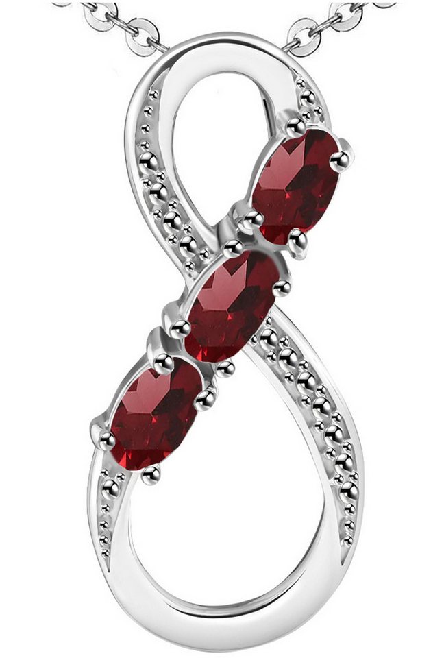 Limana Kette mit Anhänger echter Granat rot 925 Silber Unendlichkeit Unendlichkeitszeichen (inkl. Herz Geschenkdose und Tasche), Liebe Geschenk Idee Liebesgeschenk Edelstein von Limana