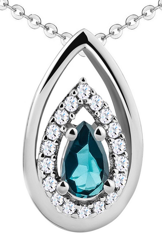 Limana Kette mit Anhänger echter London Blautopas 925 Silber Edelstein Halskette Damen Schmuck (Weihnachtsgeschenk Hochzeitstag Muttertag Sie Partnerin, mit Schmuckdose- und Tasche Edelstein Jahrestag Geburtstag Liebe), Geschenk für Ehefrau Frauen Frau Freundin Valentinstag Weihnachten von Limana