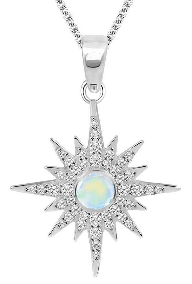 Limana Kette mit Anhänger echter Opal und Topas Edelstein 925 Silber Stern Schneeflocke (inkl. Tasche und Dose Halskette Ehefrau Schmuck), Weihnachtsgeschenk Geschenk Set für Sie Frauen Damen Freundin Mutter von Limana
