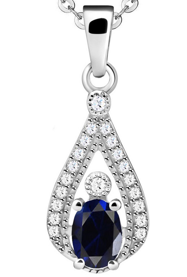 Limana Kette mit Anhänger echter Saphir blau 925 Silber Edelstein Schmuck Halskette Damen (Weihnachtsgeschenk Hochzeitstag Muttertag Sie Partnerin, mit Herz Schmuckdose- und Tasche Jahrestag Geburtstag Liebe), Geschenk für Ehefrau Frauen Frau Freundin Valentinstag Weihnachten von Limana