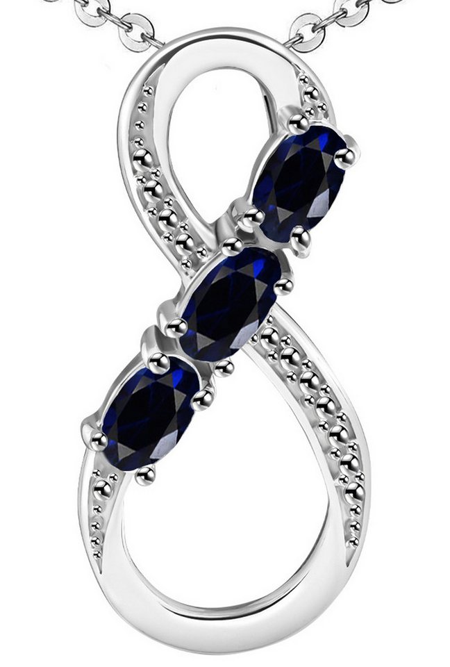 Limana Kette mit Anhänger echter Saphir blau 925 Silber Unendlichkeit Frauenkette Damenkette (mit Tasche u. Dose Silberkette Edelstein Weihnachtsgeschenk Schmuck), Liebesgeschenk Liebe Geschenk Set für Frauen Damen Freundin Mutter Oma von Limana