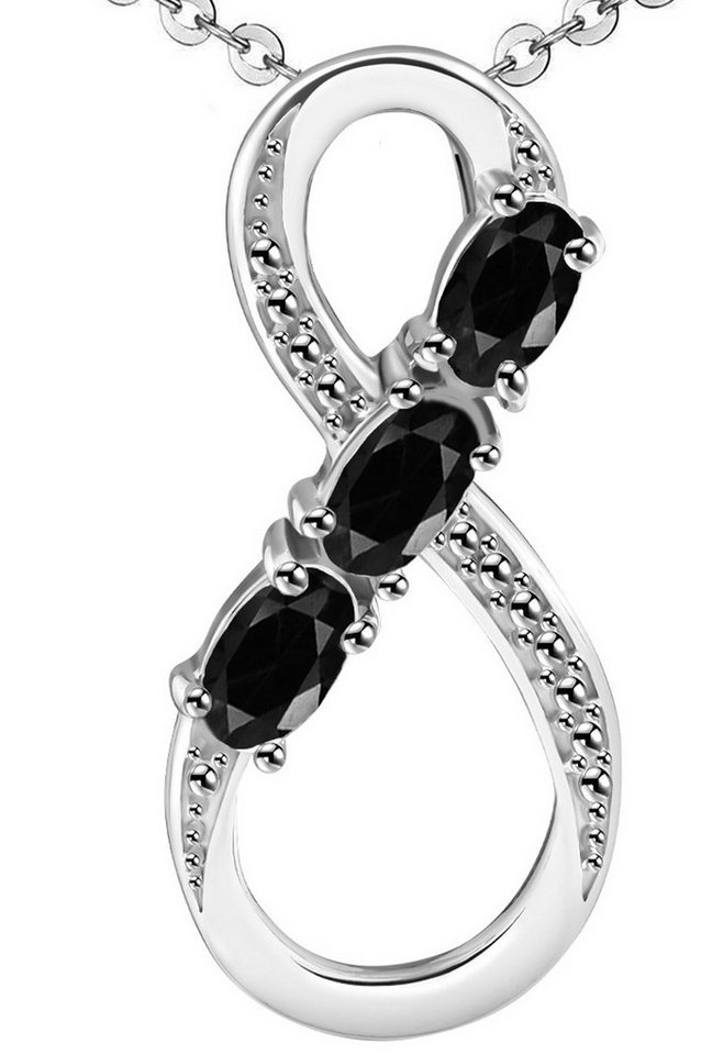 Limana Kette mit Anhänger echter Saphir 925 Silber schwarz Damenkette Frauenkette Silberkette (inkl. Herz Geschenkdose und Tasche), Geschenkset Idee Geschenk für Sie Frauen Damen Freundin Mutter Oma von Limana