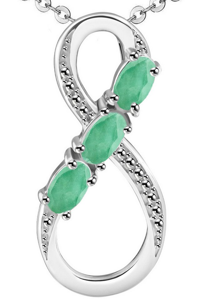 Limana Kette mit Anhänger echter Smaragd grün 925 Silber Frauenkette Damenkette Silberkette (inkl. Herz Geschenkdose und Tasche), Geschenkset Idee Geschenk für Sie Frauen Damen Freundin Mutter Oma von Limana