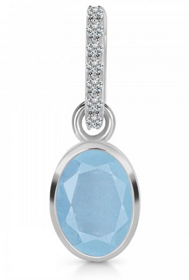 Limana Kettenanhänger 925 Silber echter blauer Aquamarin u. Topas Anhänger für Kette (inkl. Herz-Gravur Dose), Frauen Edelsteinschmuck edle Geschenkidee Geschenk für Damen von Limana