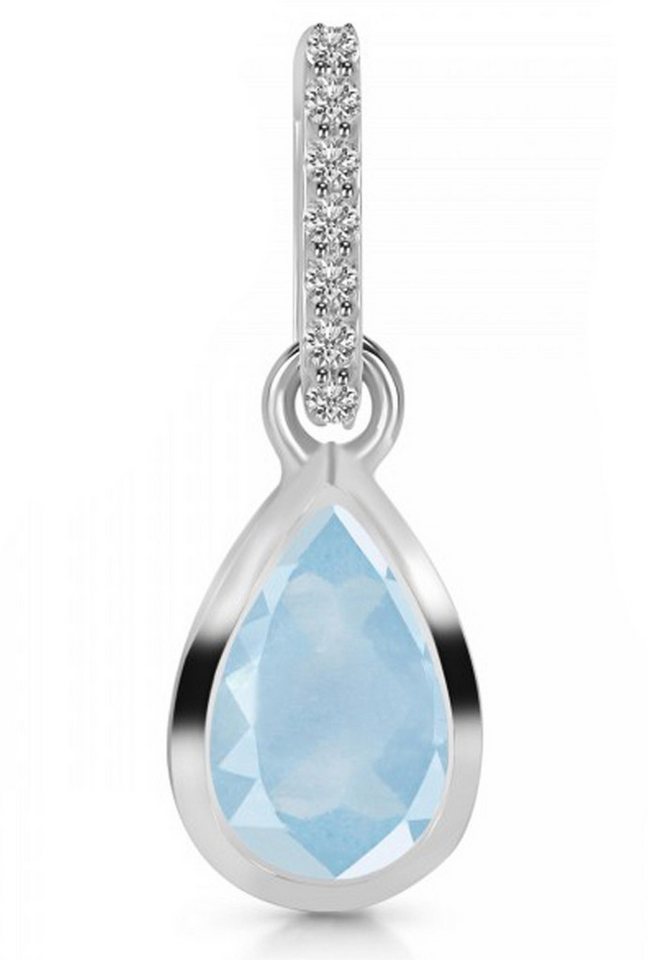 Limana Kettenanhänger echter blauer Aquamarin Topas 925 Silber Damen Anhänger für Kette (inkl. Herz Gravur Dose), edle Geschenkidee Geschenk für Damen Edelsteinschmuck von Limana