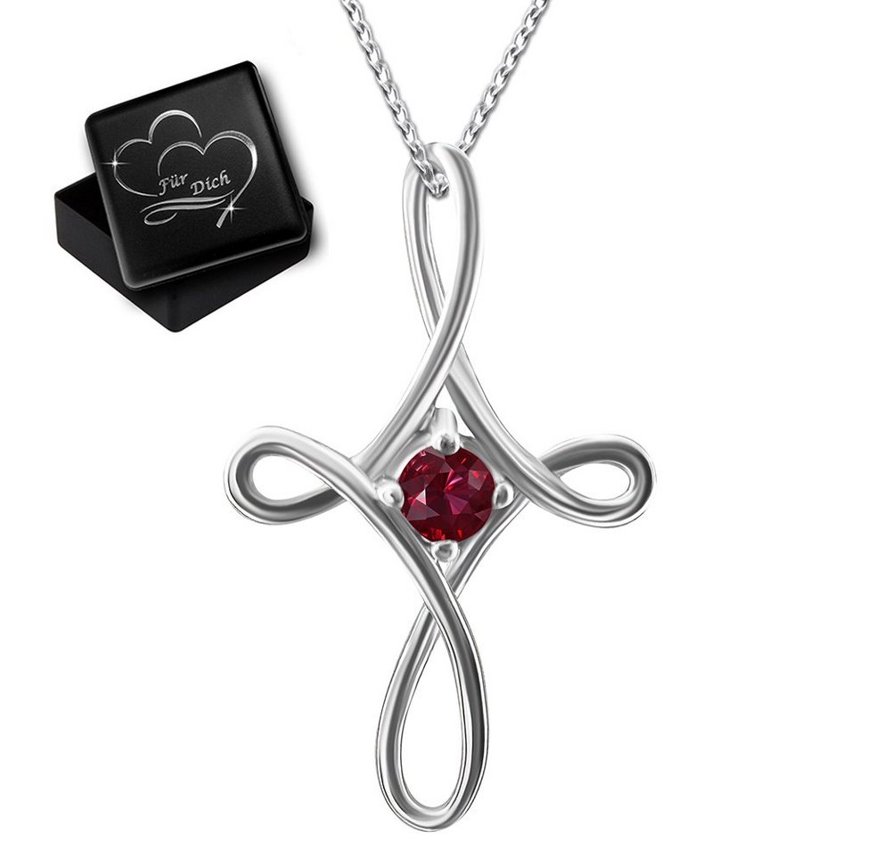 Limana Kreuzkette 925 Sterling Silber echter Edelstein Rubin Kette mit Kreuz Anhänger, moderne elegante Kette Geschenk Idee Weihnachten Konfirmation Kommunion von Limana