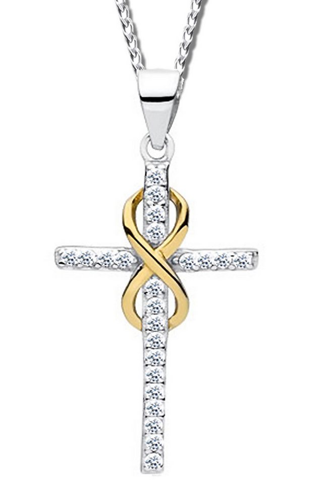 Limana Kreuzkette echt 925 Sterling Silber Kette mit Kreuz Anhänger, Unendlichkeit unendliche Liebe Symbol Zeichen von Limana