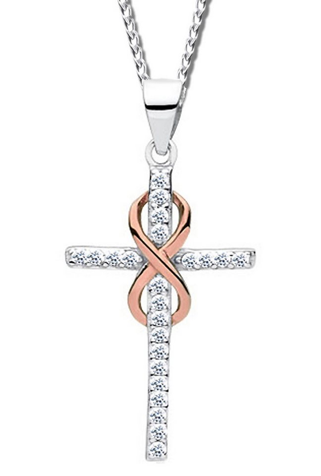Limana Kreuzkette echt 925 Sterling Silber Kette mit Kreuz Anhänger Frauenkette (inkl. Geschenkdose mit Herz), Unendlichkeit Idee Geschenk für Frauen Damen Ehefrau Freundin Mutter von Limana