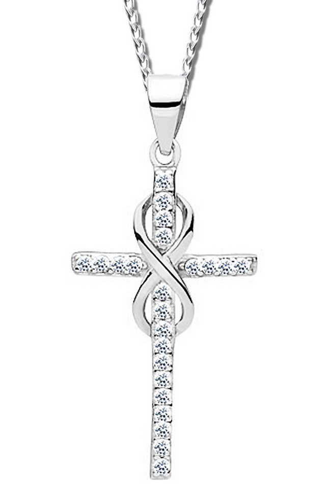 Limana Kreuzkette echt 925 Sterling Silber Kette mit Kreuz Anhänger Frauenkette (inkl. Geschenkdose mit Herz), Unendlichkeit Idee Geschenk für Frauen Damen Ehefrau Freundin Mutter von Limana