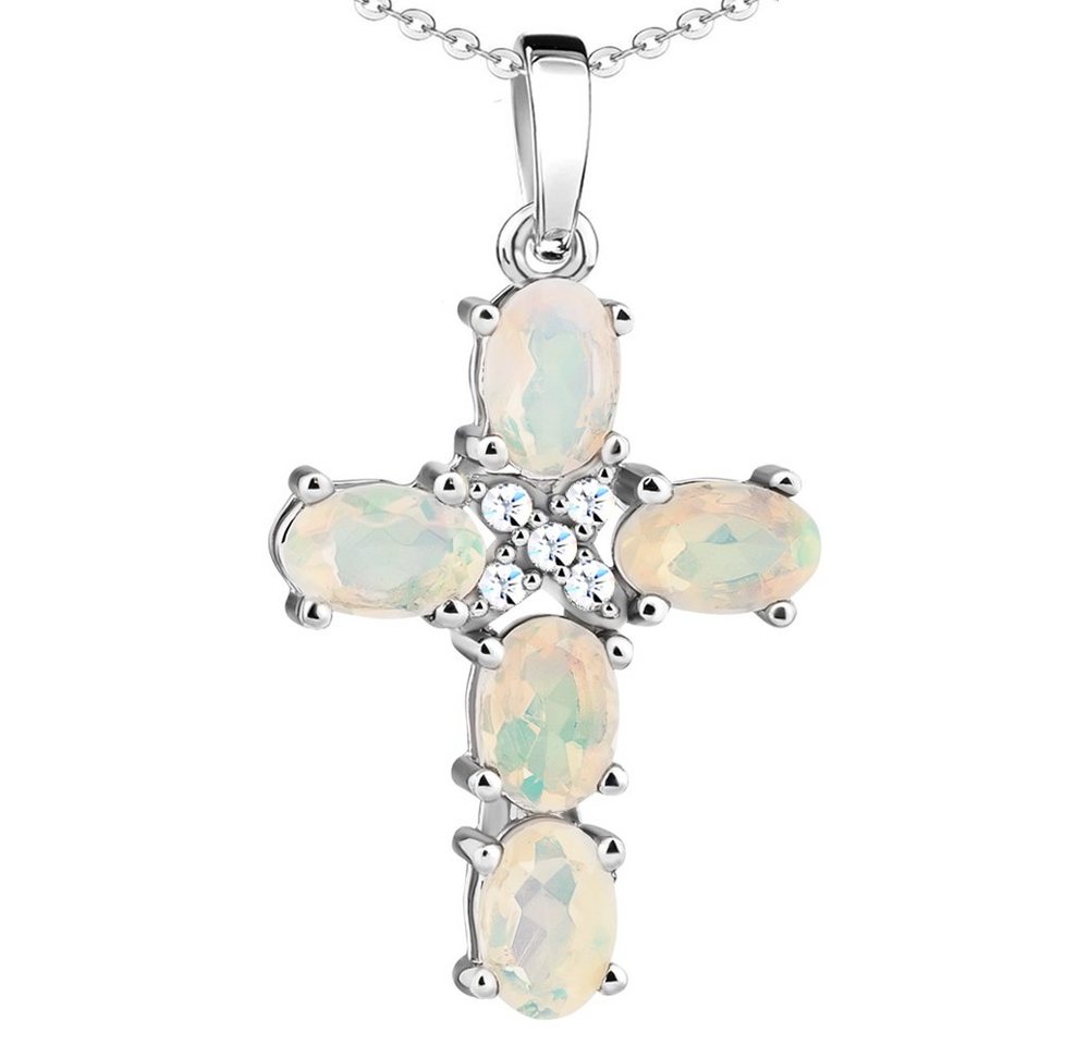 Limana Kreuzkette echter Opal 925 Silber Edelstein Halskette Kreuz Frauen Damen Kette (Weihnachtsgeschenk Hochzeitstag Muttertag Partnerin, mit Schmuckdose und Tasche Jahrestag Geburtstag Liebe), Geschenk für Sie Ehefrau Frauen Frau Freundin Valentinstag Weihnachten von Limana