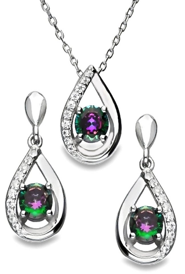 Limana Ohrring und Ketten Set Schmuckset 925 Silber Halskette 43+3cm hängende Ohrstecker Anhänger (inkl. Schmuckbox), Geschenkset Idee Geschenk für Sie Frauen Damen Freundin Mutter von Limana